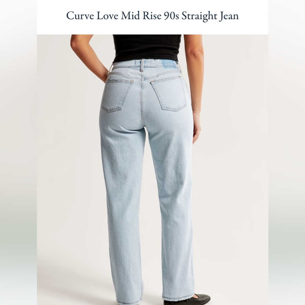 Abercrombie & Fitch Women's Light Blue “The 90s Straight Low Rise” - Picture 2 of 6